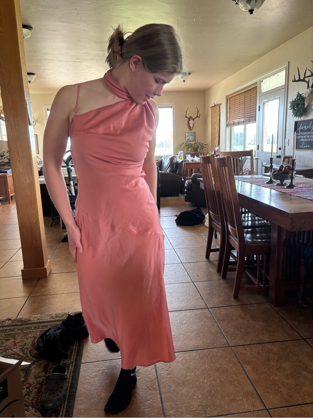 fab'rik Coral Halter Maxi Dress - Picture 5 of 6